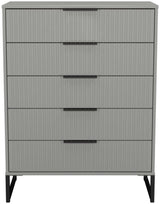 Fluted 5 Drawer Chest with Black Sleigh Legs
