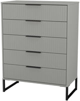 Fluted 5 Drawer Chest with Black Sleigh Legs