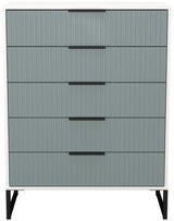 Fluted 5 Drawer Chest with Black Sleigh Legs