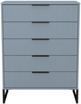 Fluted 5 Drawer Chest with Black Sleigh Legs