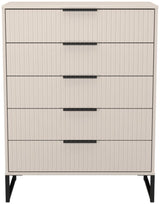 Fluted 5 Drawer Chest with Black Sleigh Legs