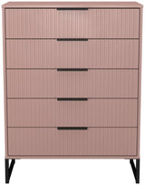 Fluted 5 Drawer Chest with Black Sleigh Legs