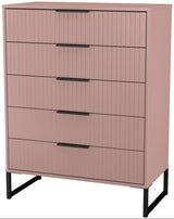 Fluted 5 Drawer Chest with Black Sleigh Legs