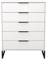 Fluted 5 Drawer Chest with Black Sleigh Legs
