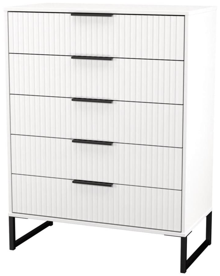 Fluted 5 Drawer Chest with Black Sleigh Legs