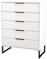Fluted 5 Drawer Chest with Black Sleigh Legs