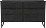 Fluted 6 Drawer Midi Chest with Black Sleigh Legs