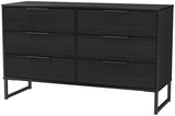 Fluted 6 Drawer Midi Chest with Black Sleigh Legs