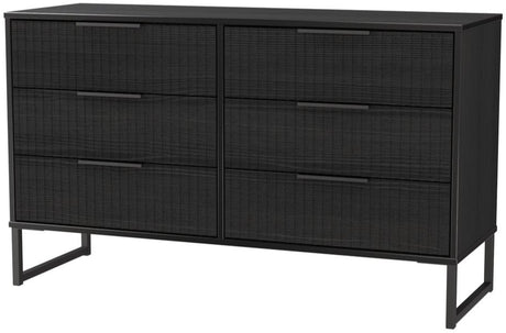 Fluted 6 Drawer Midi Chest with Black Sleigh Legs
