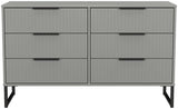Fluted 6 Drawer Midi Chest with Black Sleigh Legs