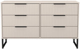 Fluted 6 Drawer Midi Chest with Black Sleigh Legs