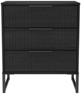 Fluted 3 Drawer Midi Chest with Black Sleigh Legs