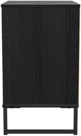 Fluted 3 Drawer Midi Chest with Black Sleigh Legs