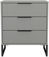 Fluted 3 Drawer Midi Chest with Black Sleigh Legs