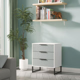 Fluted 3 Drawer Midi Chest with Black Sleigh Legs