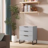 Fluted 3 Drawer Midi Chest with Black Sleigh Legs