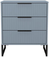 Fluted 3 Drawer Midi Chest with Black Sleigh Legs