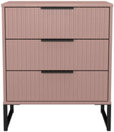 Fluted 3 Drawer Midi Chest with Black Sleigh Legs
