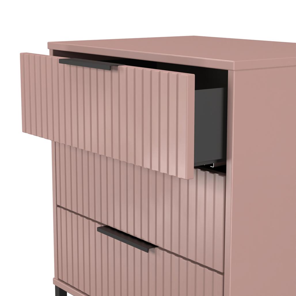 Fluted 3 Drawer Midi Chest with Black Sleigh Legs