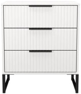Fluted 3 Drawer Midi Chest with Black Sleigh Legs