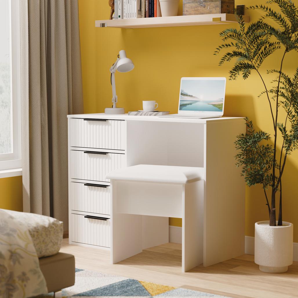 Fluted 4 Drawer Pedestal Desk