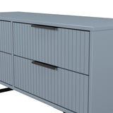 Fluted 4 Drawer Bed Box with Black Sleigh Legs