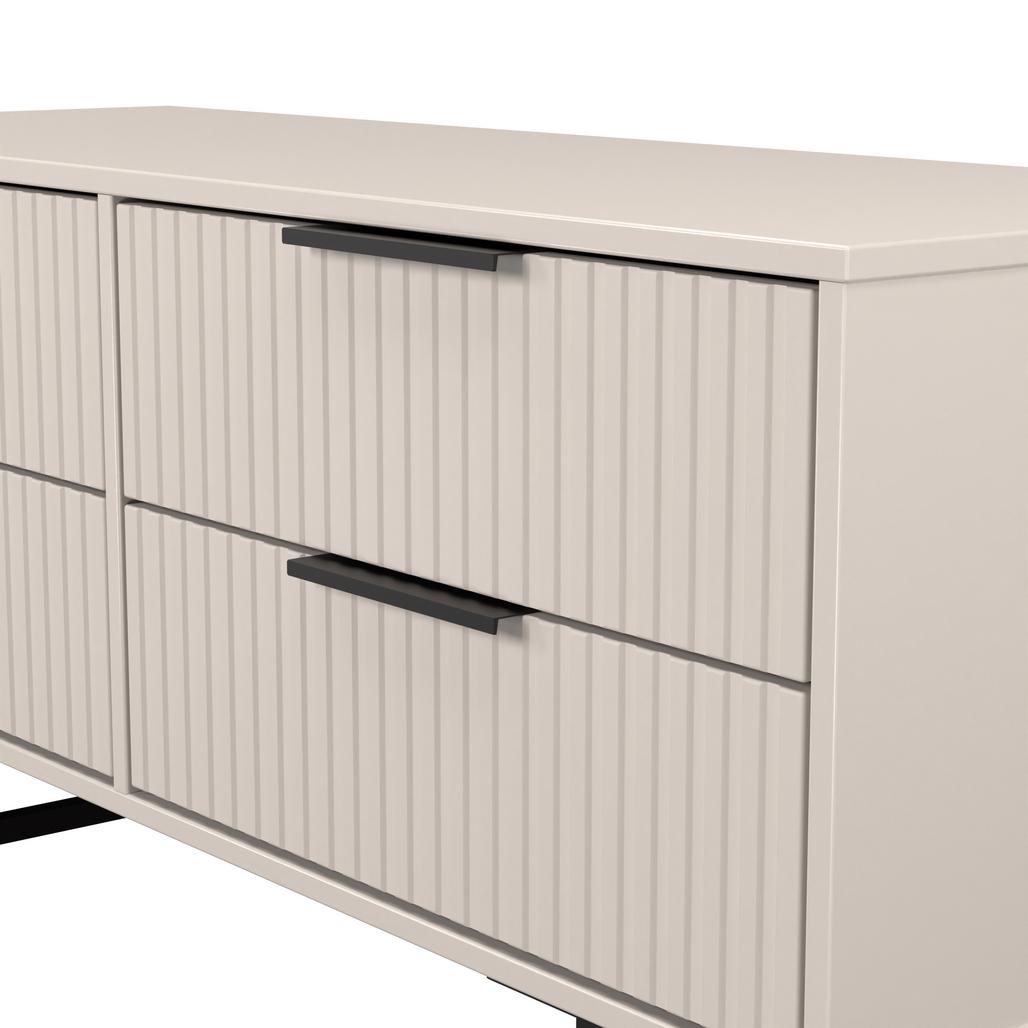 Fluted 4 Drawer Bed Box with Black Sleigh Legs