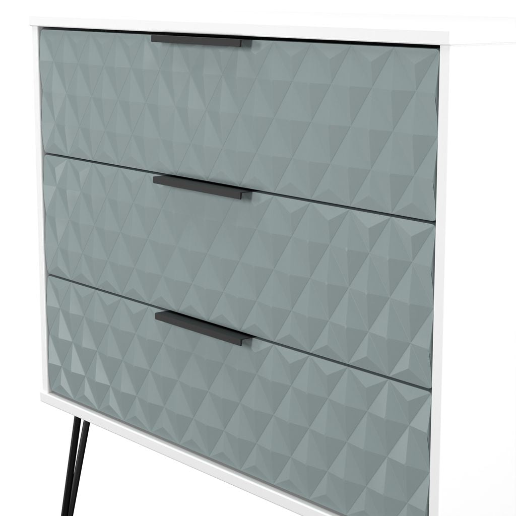 Harlequin 3 Drawer Chest with Black Hairpin Legs