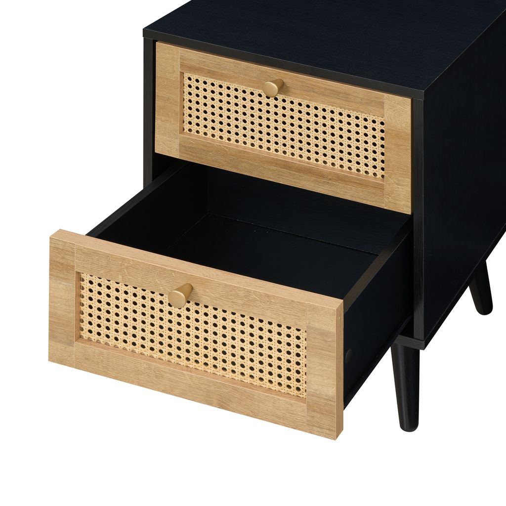 Manila Rattan 3 Piece Bedroom Set with 2 Door Wardrobe, Bedside Table & Chest of 3+2 Drawers