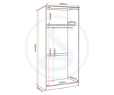 Felix Grey 2 Door Double Wardrobe