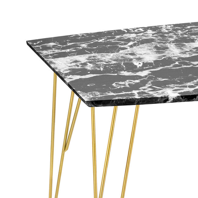 Fusion Black Marble Coffee Table with Gold Hairpin Legs