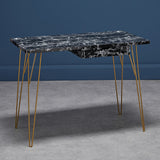 Fusion Light Wood 1 Drawer Desk with Gold Hairpin Legs