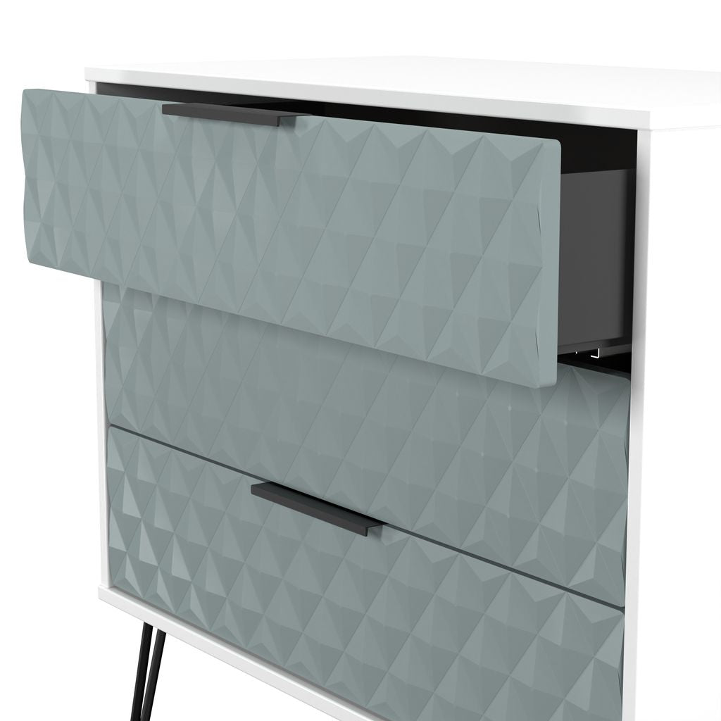 Harlequin 3 Drawer Chest with Black Hairpin Legs