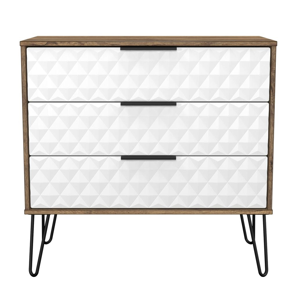 Harlequin 3 Drawer Chest with Black Hairpin Legs