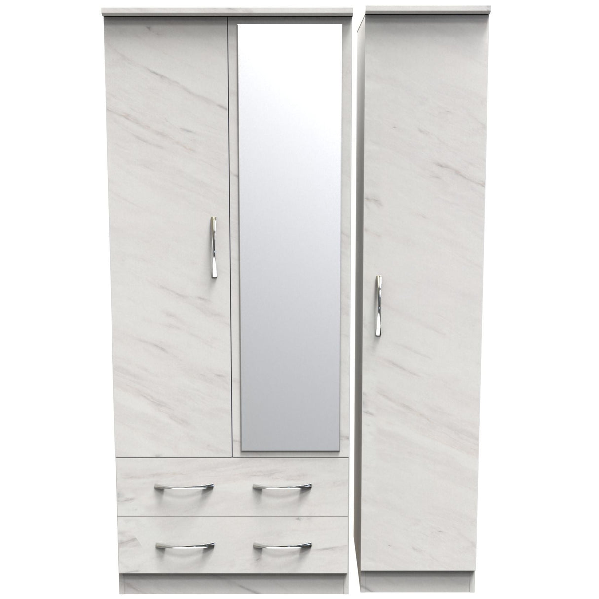 Avon Mirrored 2 Drawer 3 Door Triple Wardrobe