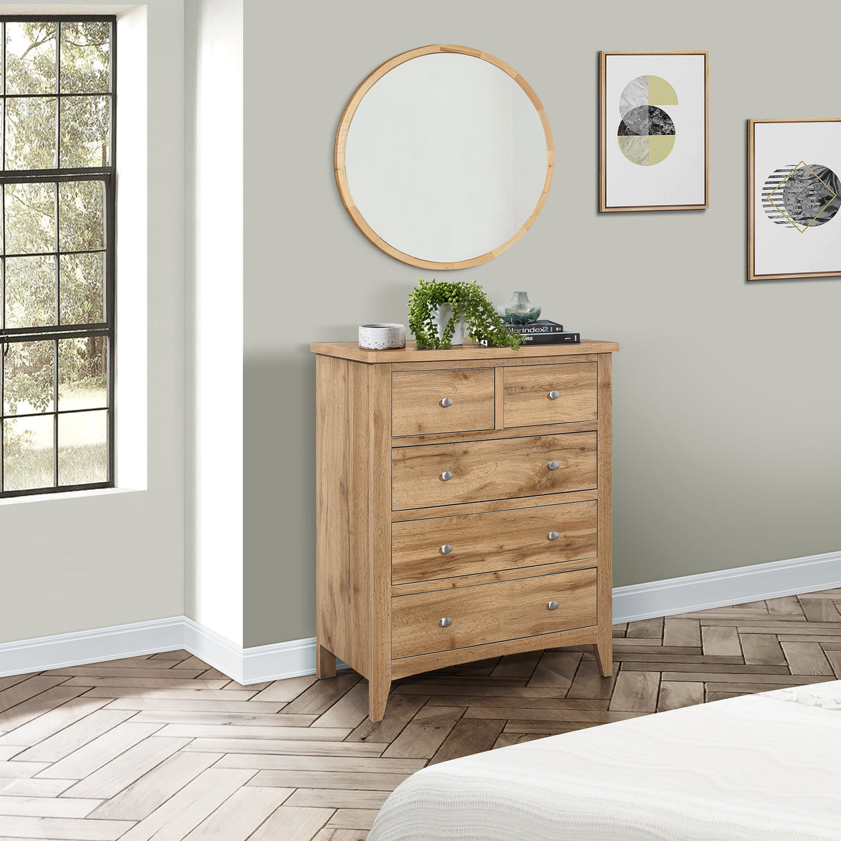 Hampstead Oak 3+2 Drawer Chest