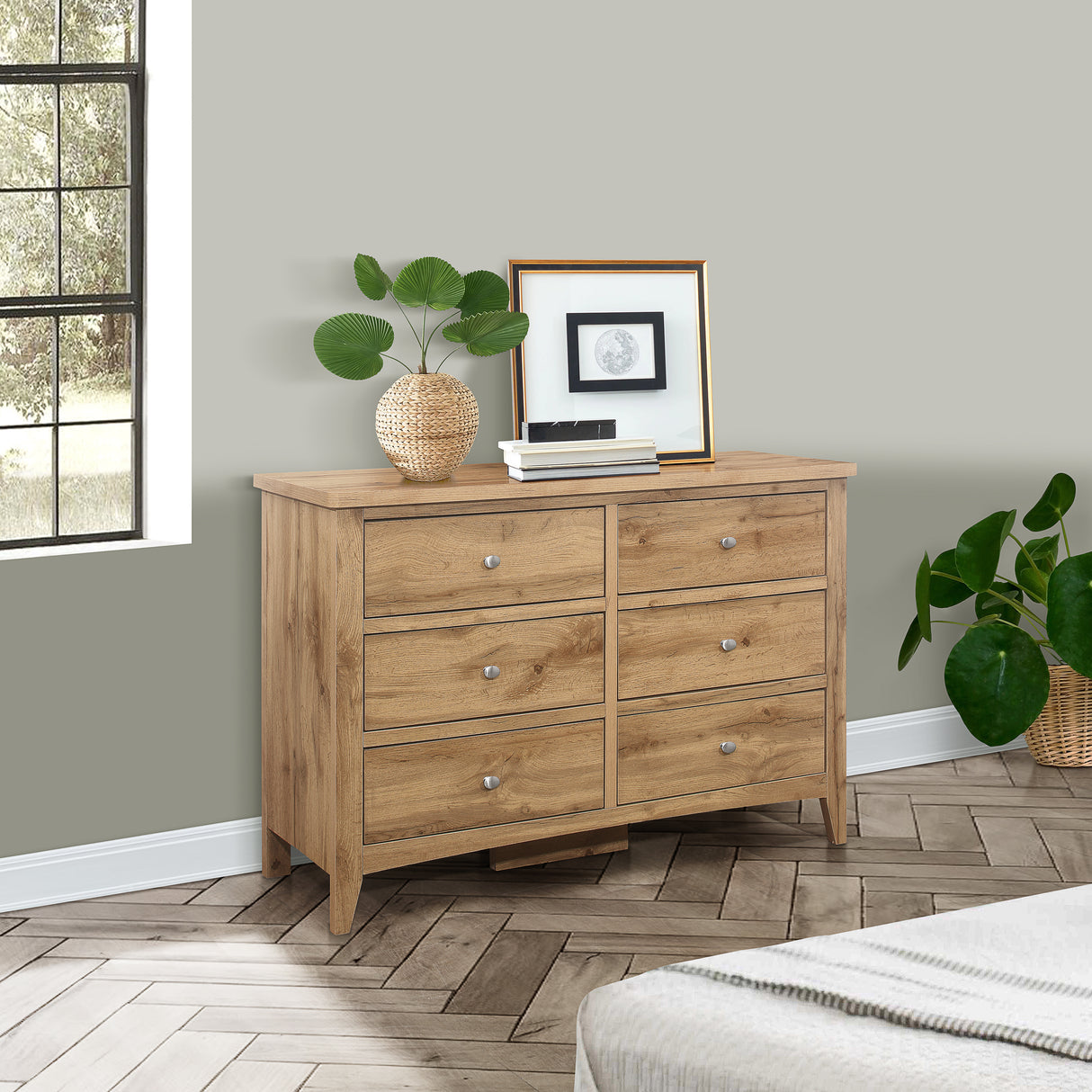 Hampstead Oak 6 Drawer Chest