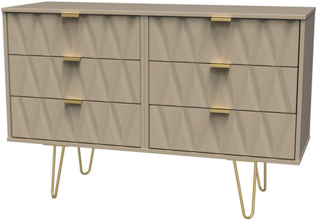Diamond 6 Drawer Midi Chest with Gold Hairpin Legs