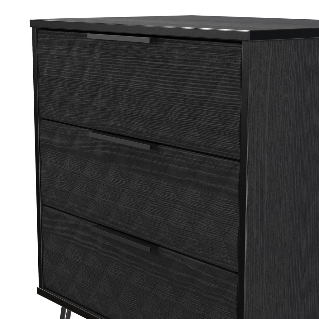 Harlequin 3 Drawer Midi Chest with Black Hairpin Legs