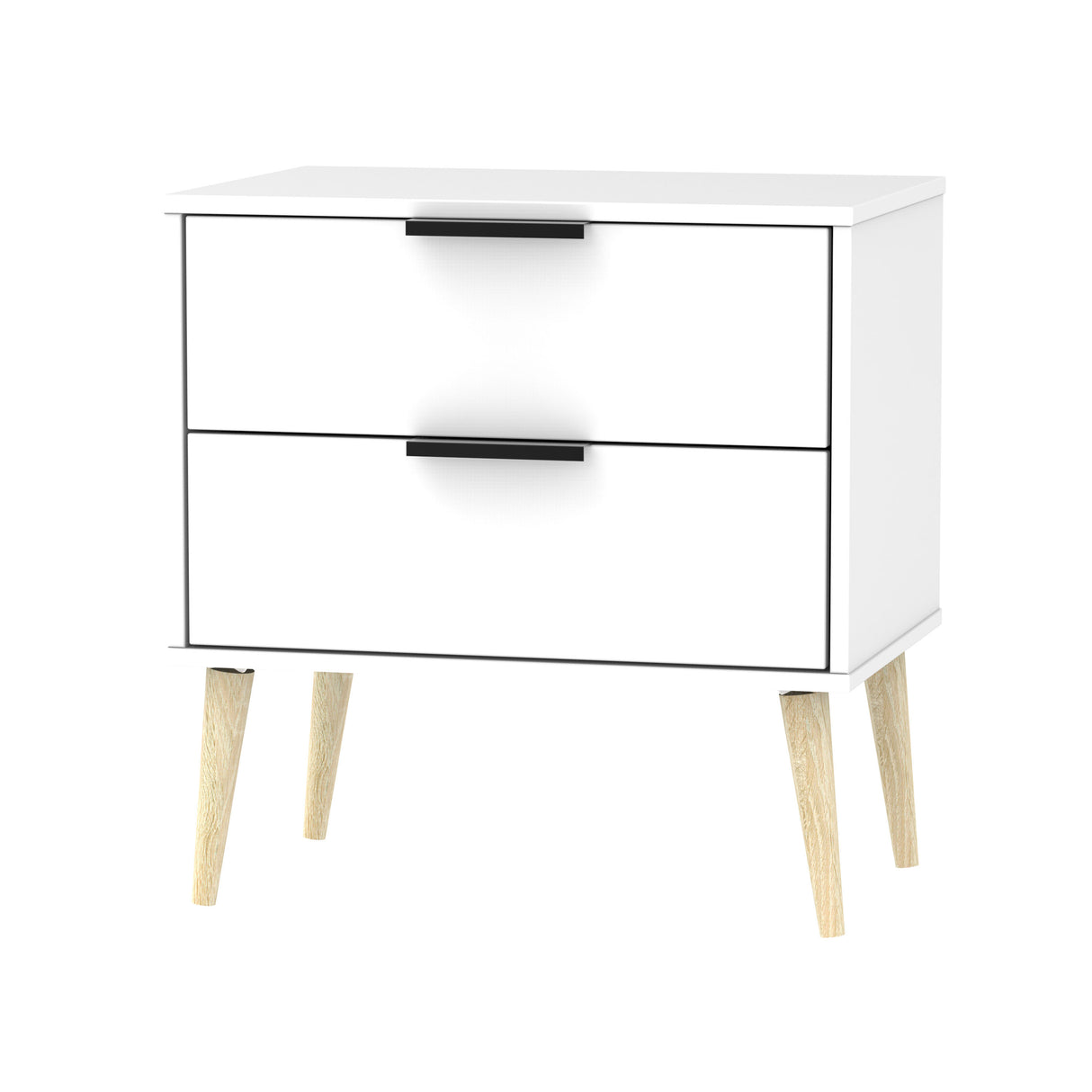 Hong Kong Matt White 2 Drawer Midi Chest with Scandinavian Light Legs