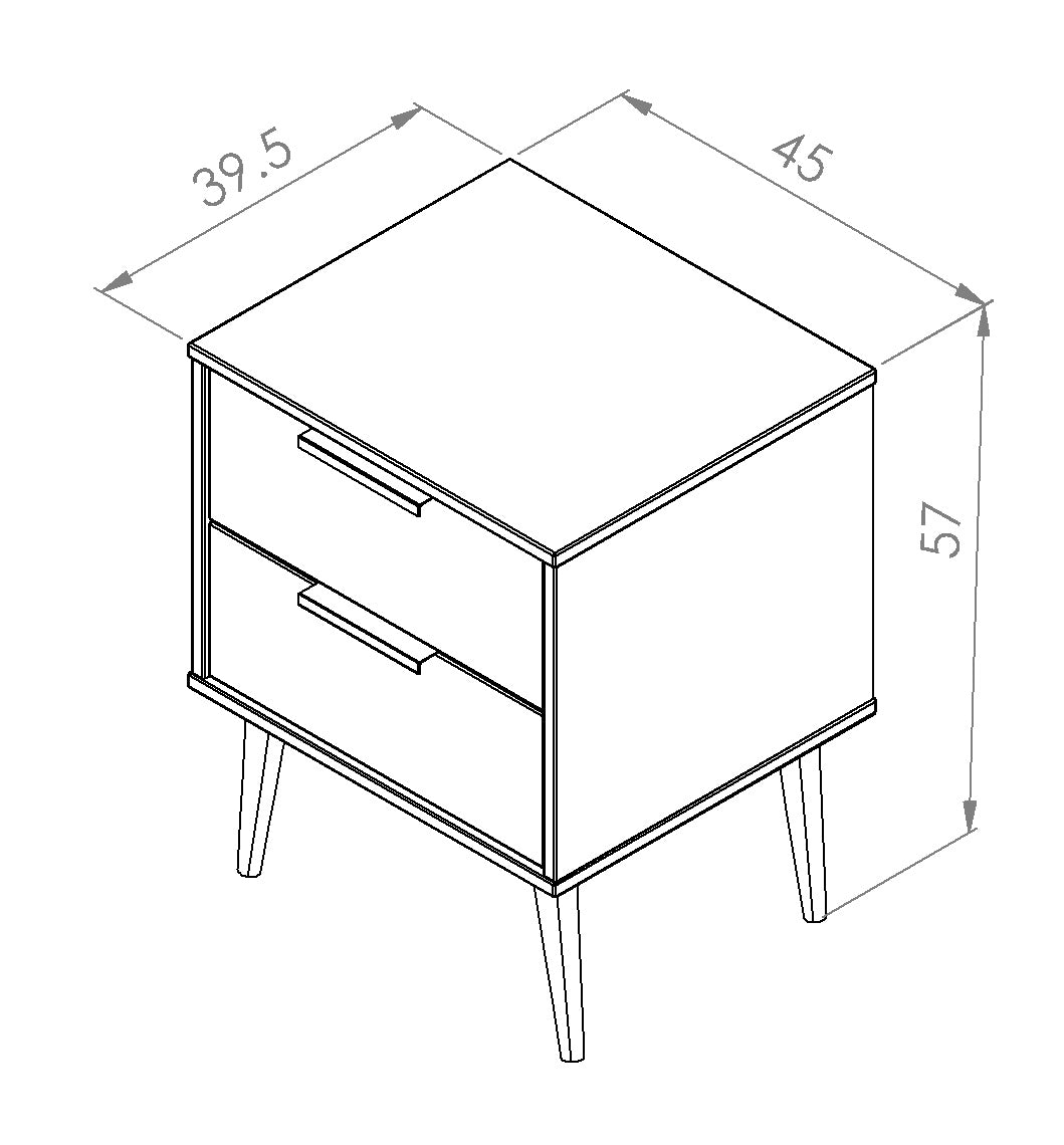 Hong Kong 2 Drawer Bedside Cabinet with Hairpin Legs