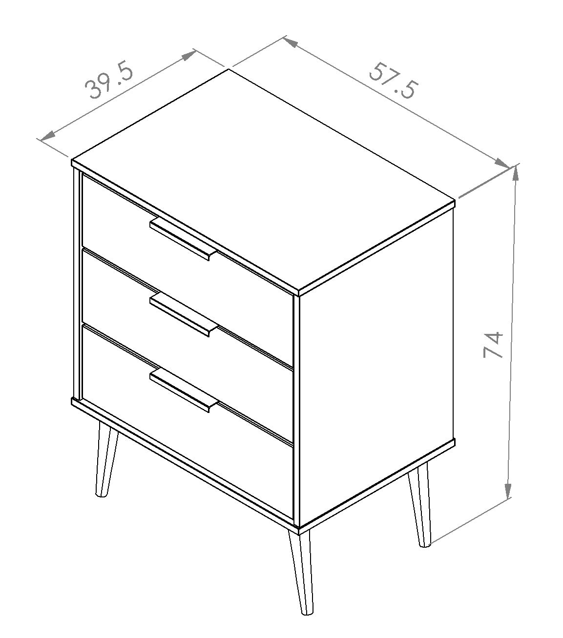 Hong Kong 3 Drawer Midi Chest with Hairpin Legs