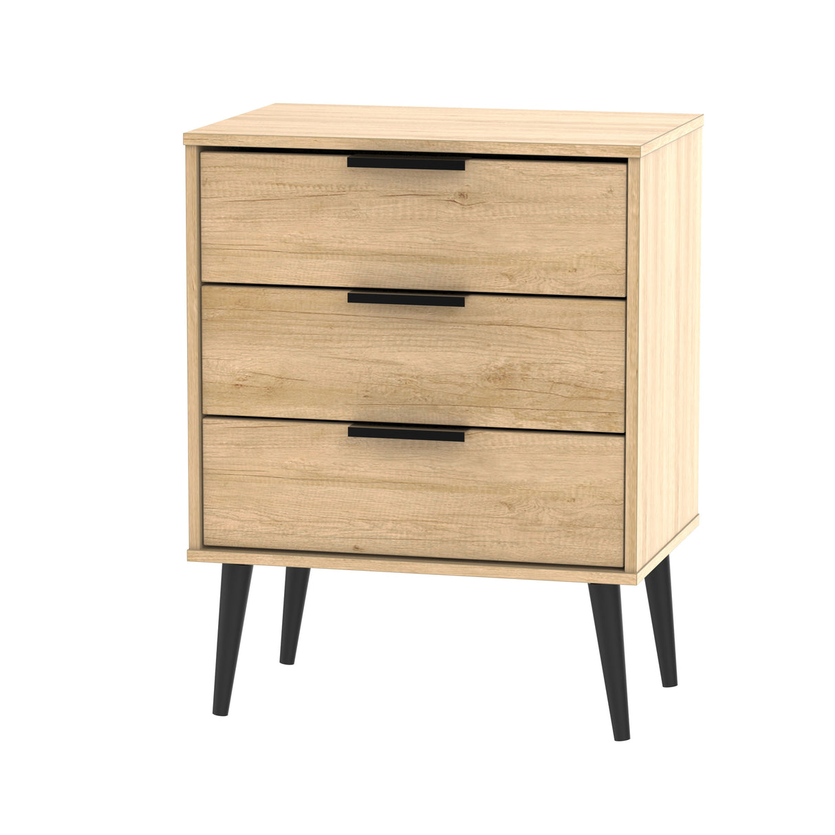 Hong Kong 3 Drawer Midi Chest with Scandinavian Dark Legs