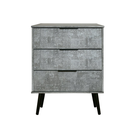 Hong Kong 3 Drawer Midi Chest with Scandinavian Dark Legs