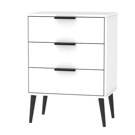 Hong Kong 3 Drawer Midi Chest with Scandinavian Dark Legs