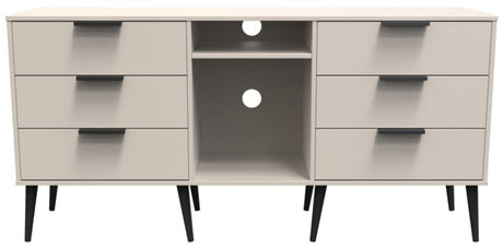 Hong Kong 6 Drawer 2 Shelf TV Unit with Black Legs