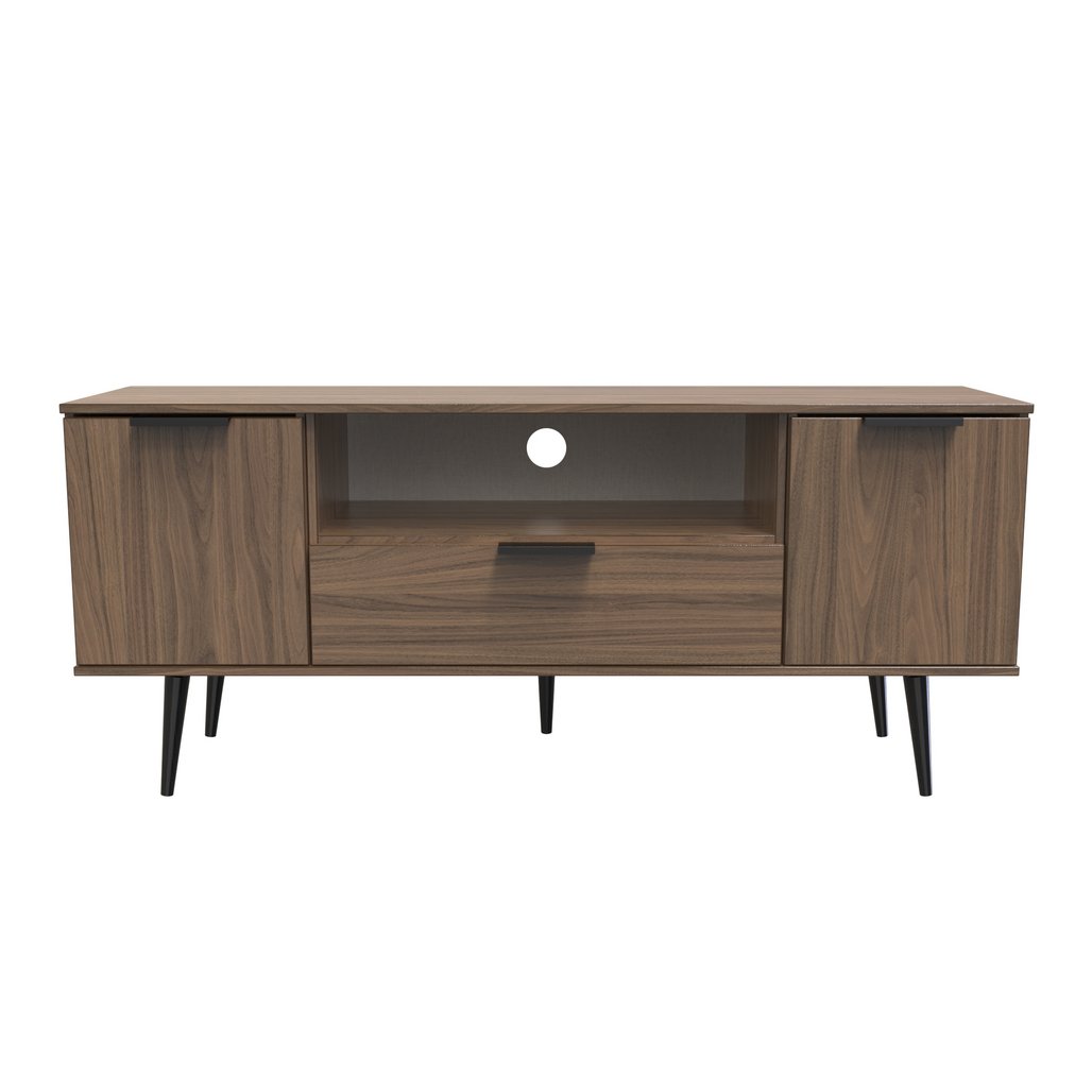 Hong Kong 2 Door 1 Drawer Wide TV Unit with Black Legs
