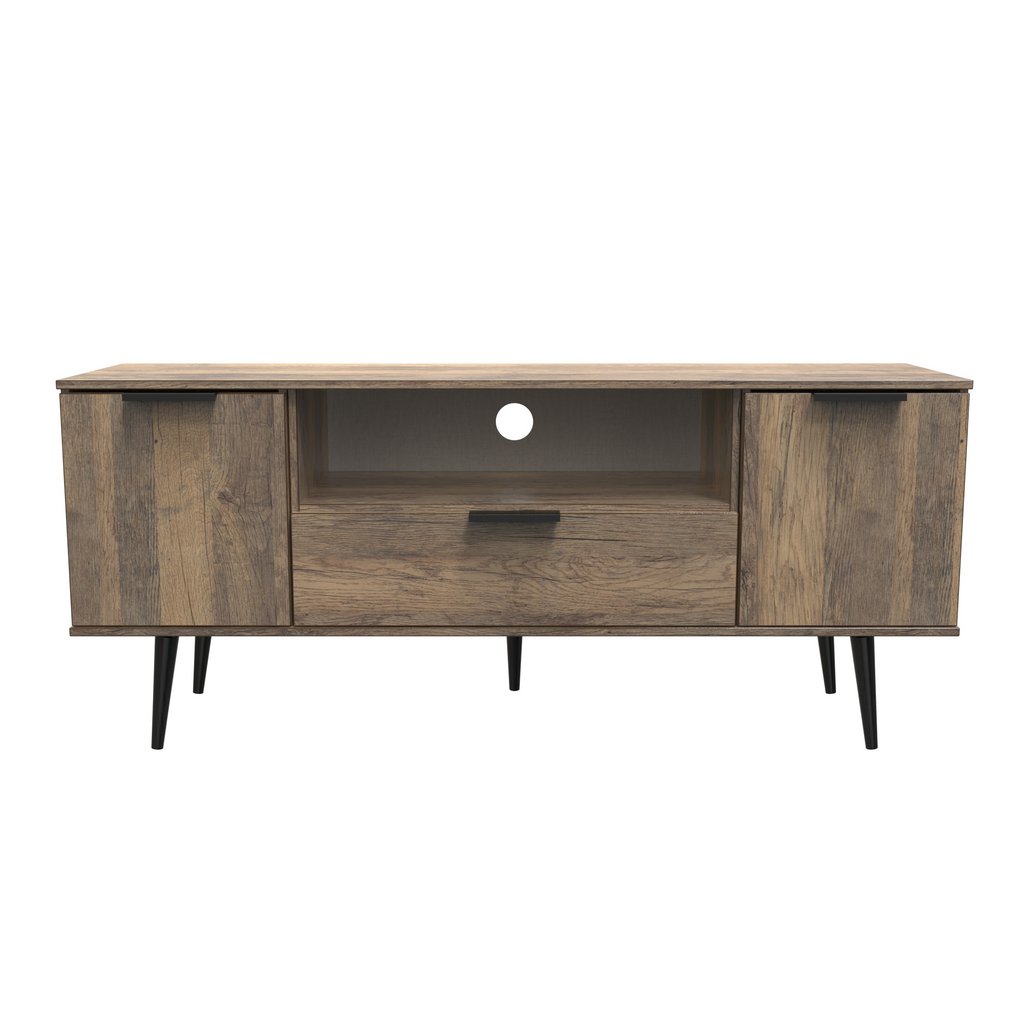 Hong Kong 2 Door 1 Drawer Wide TV Unit with Black Legs