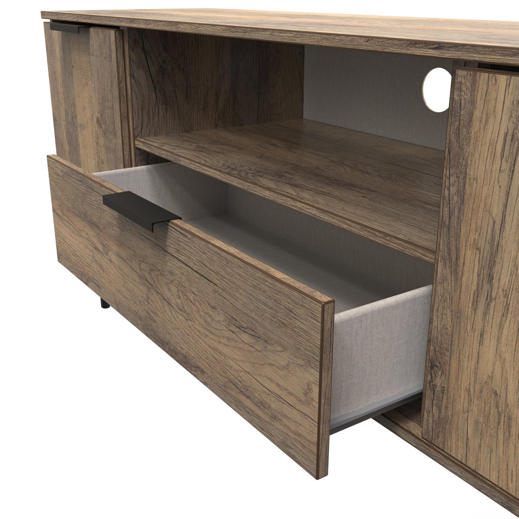 Hong Kong 2 Door 1 Drawer Wide TV Unit with Black Legs