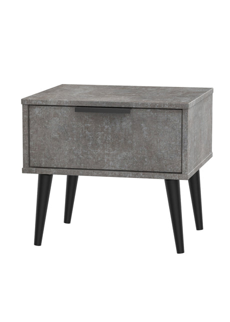 Hong Kong 1 Drawer Bedside Cabinet with Scandinavian Dark Legs